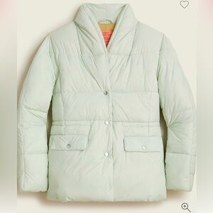 J Crew Alps PrimaLoft Women's Light Green Mint Puffer Jacket